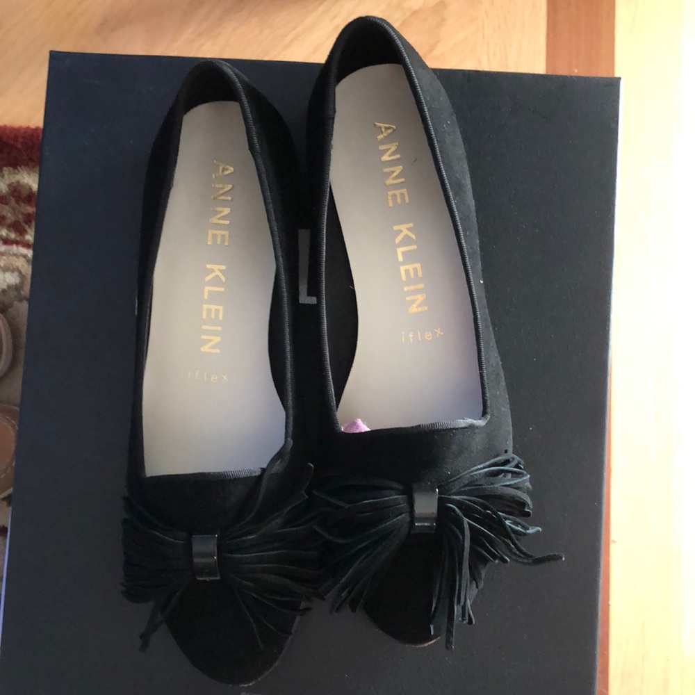 Anne Klein Black Suede Flats